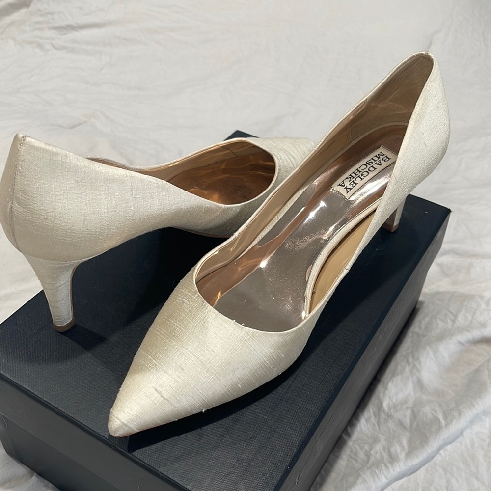 Badgley Mischka Lana Silk Kitten Heel Pump size 9.5